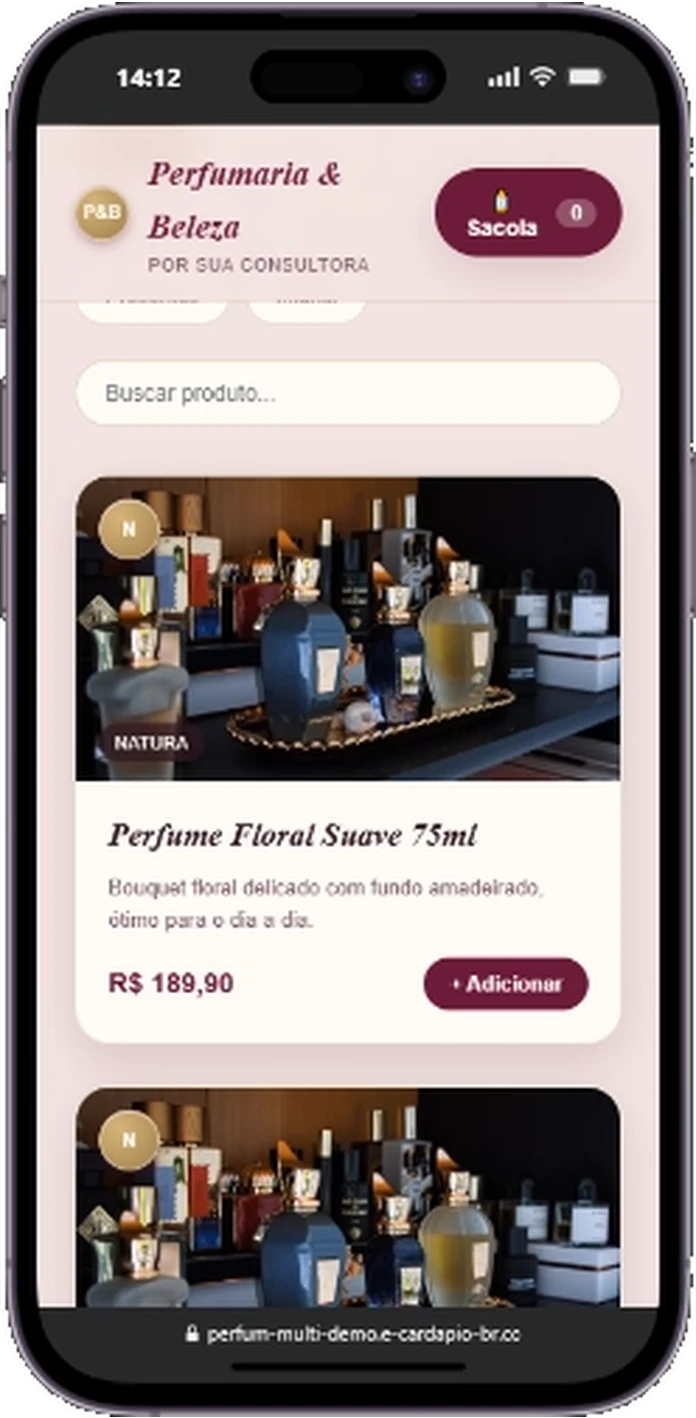 Tela 3 da demonstração Perfumaria & Beleza