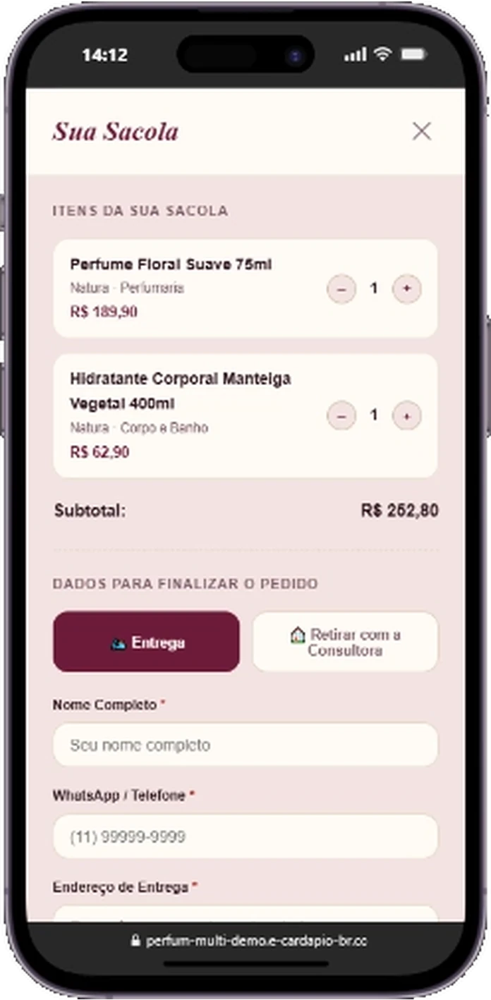 Tela 4 da demonstração Perfumaria & Beleza