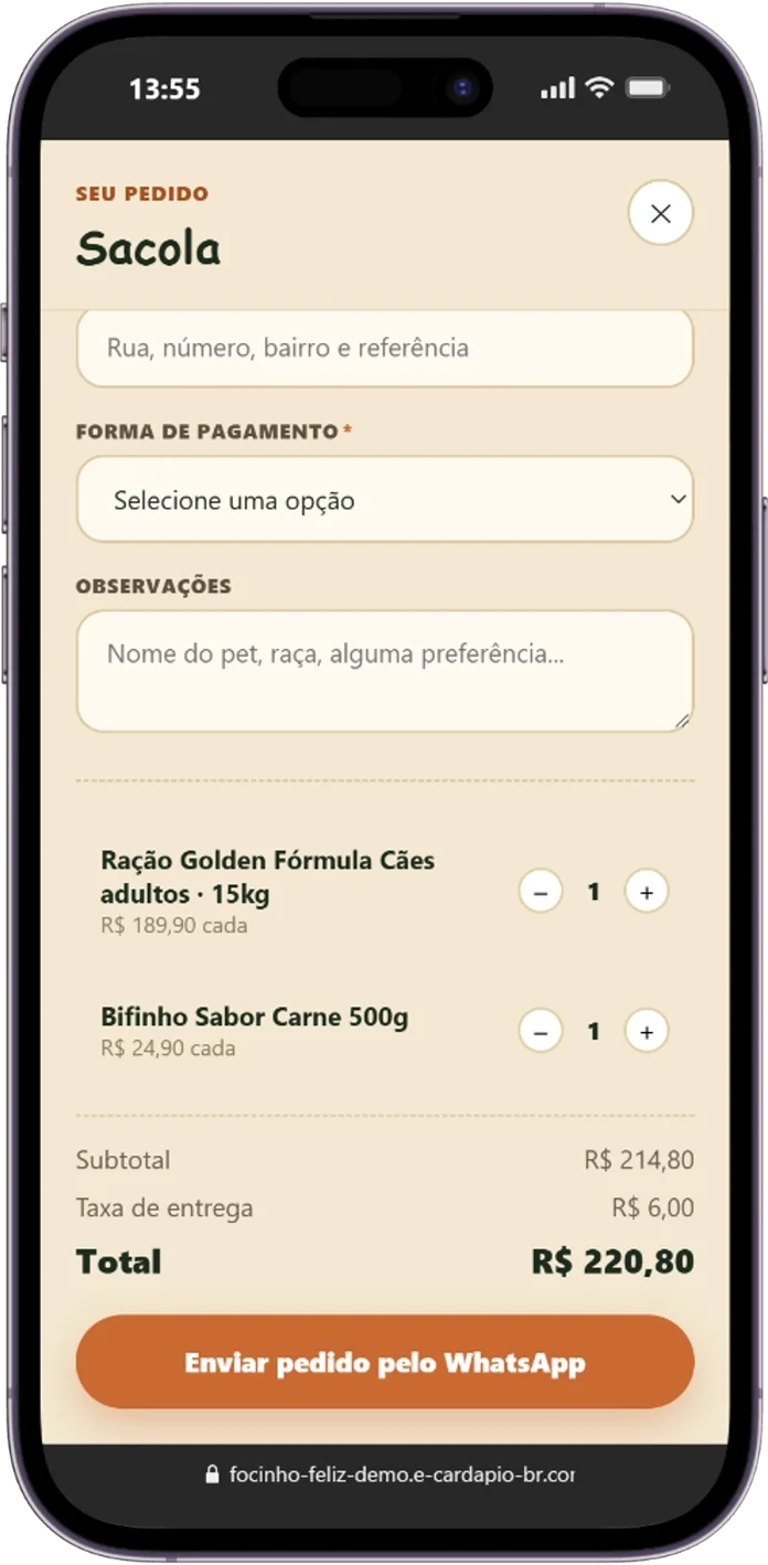 Tela 5 da demonstração Focinho Feliz