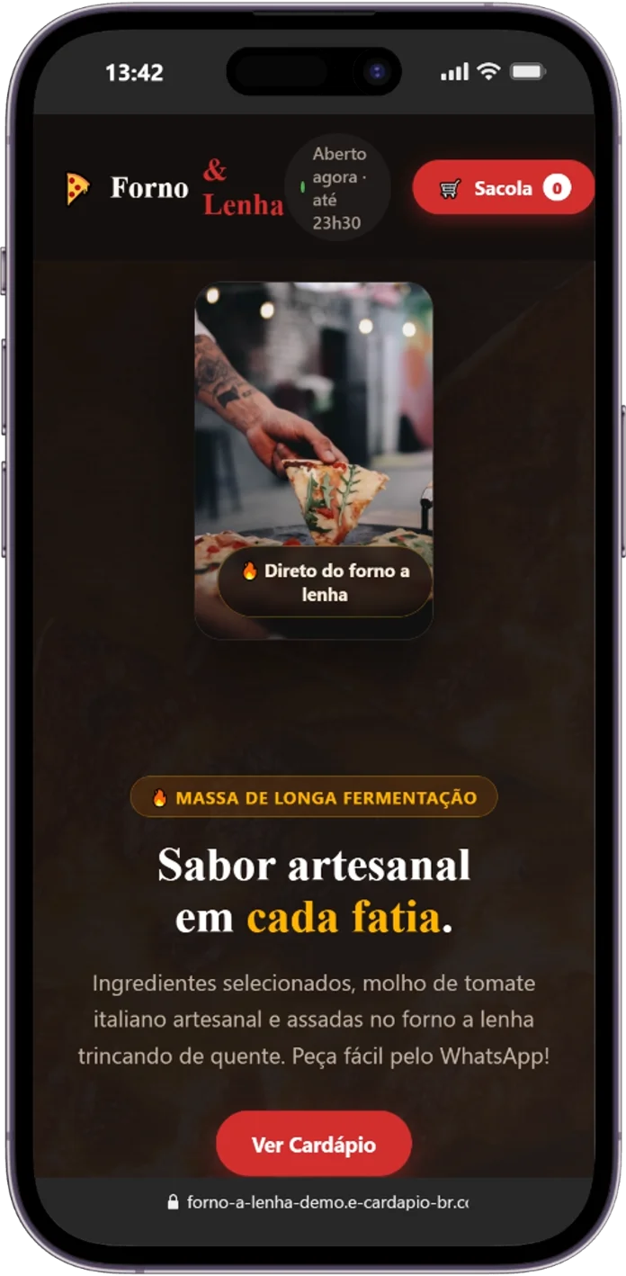 Tela 1 da demonstração Forno & Lenha